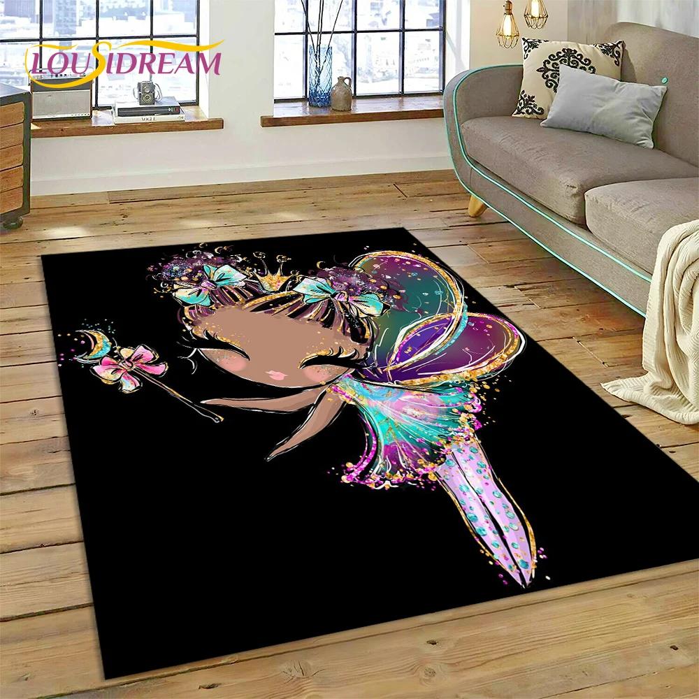 Alfombra Alfombra de Dibujos Animados de Hada Bailarina de Ballet de Ensueño Linda para Decoración de Sala de Estar Dormitorio, Decoración Antideslizante para Sofá Felpudo Niño