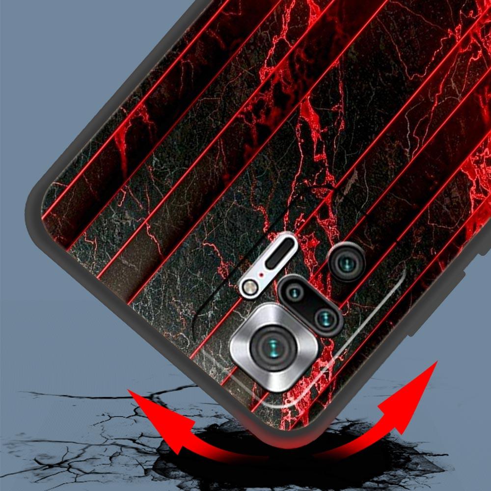 Black Red Ripple Art Phone Case Cover for Redmi 14C 10C Note 15 14 13 12 10 11 K40 Pro Plus 5G Soft TPU Shockproof Shell Fundas