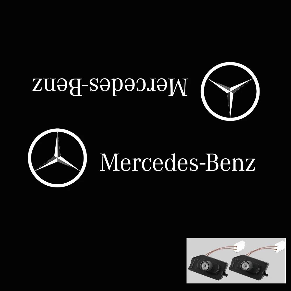 New 2025 Hot 2pcs HD LED Projector Ghost Shadow Lamp Light Rearview Mirror Lights For Mercedes Benz AMG C E S CLASS GLB GLC CLS
