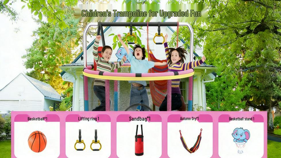 Children's Indoor Trampoline with Safety Fence for Ages 0-6