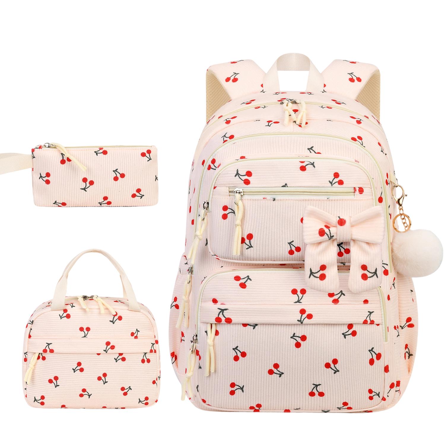 3-teiliges Rucksack-Set mit süßem Muster, großem Fassungsvermögen, leicht für Reisen und Schule One Size