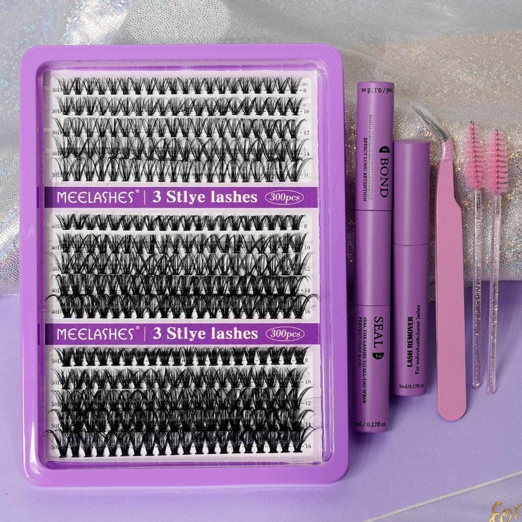 Cross-Border DIY Individual Cluster Lashes: Dense, Thick, Long, Root-by-Root, Clear Mixed, Large Capacity.