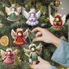 12 pièces Décoration Sapin de Noël Design Coloré Pendentif en Bois en Forme de Fille Décoration de Maison Décoration de Noël Hiver