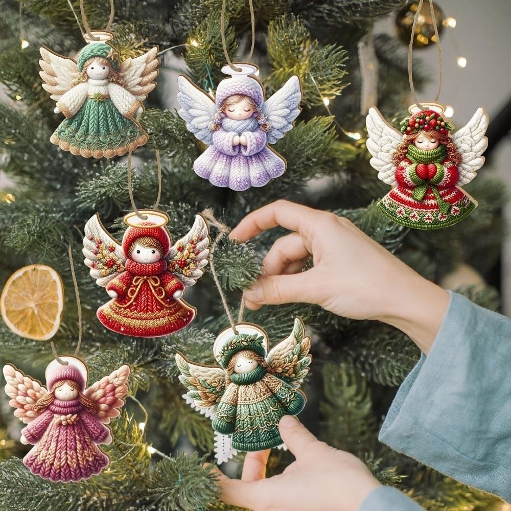 12 pièces Décoration Sapin de Noël Design Coloré Pendentif en Bois en Forme de Fille Décoration de Maison Décoration de Noël Hiver