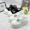 Thick Bottom Heightening Bag Head Half Slippers Women's 2025 Summer New Velcro Mesh Breathable Casual Mary Jane Sandals