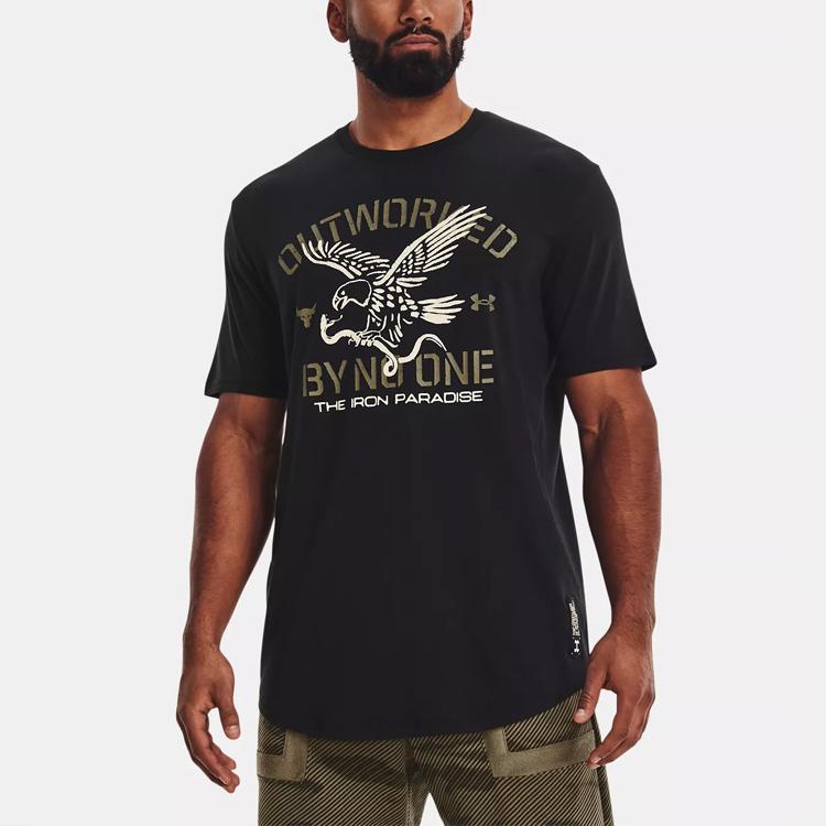 Under Armour Project Rock Outworked Short Sleeve Graphic Tee Men Tops Black 1370490-001