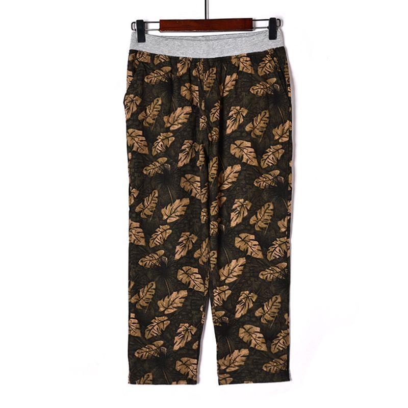 

Summer Fashion Print Elastic Waist Cropped Casual Pants Black XL