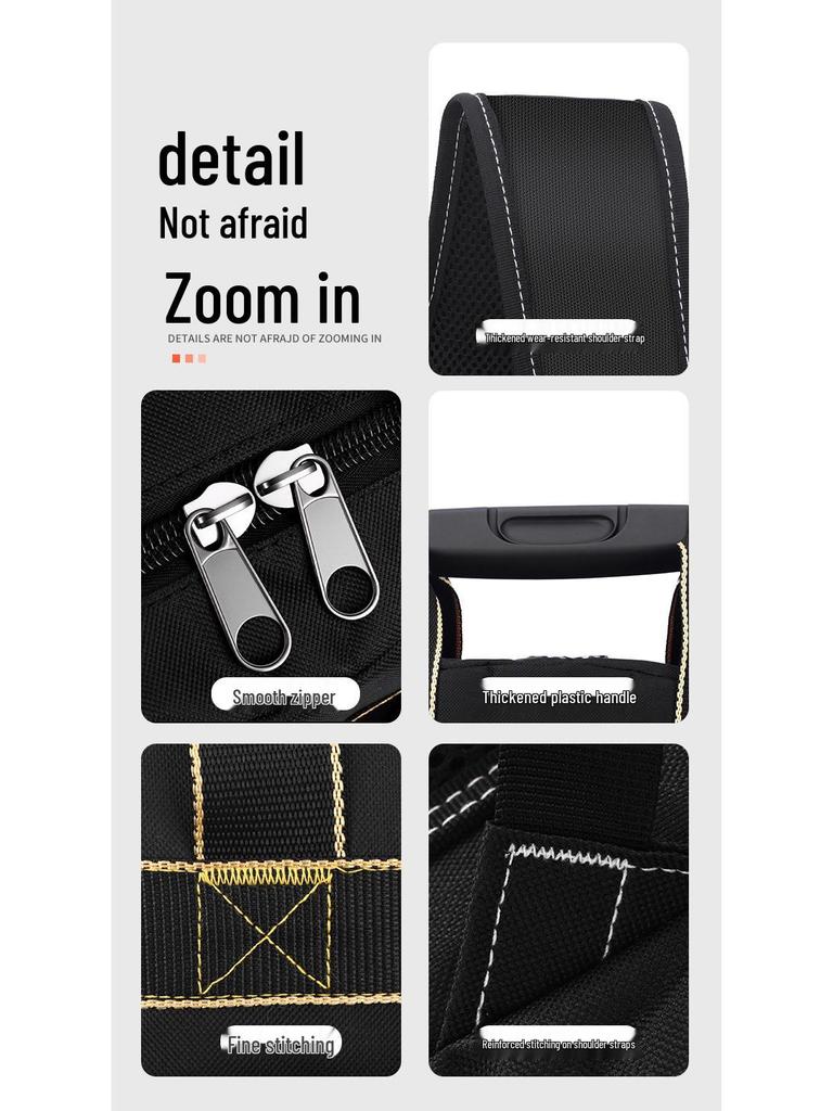 Durable Large Capacity Multi-pocket Tool Backpack with Double Shoulder Straps - Made of Thickened Wear-resistant Oxford Cloth.