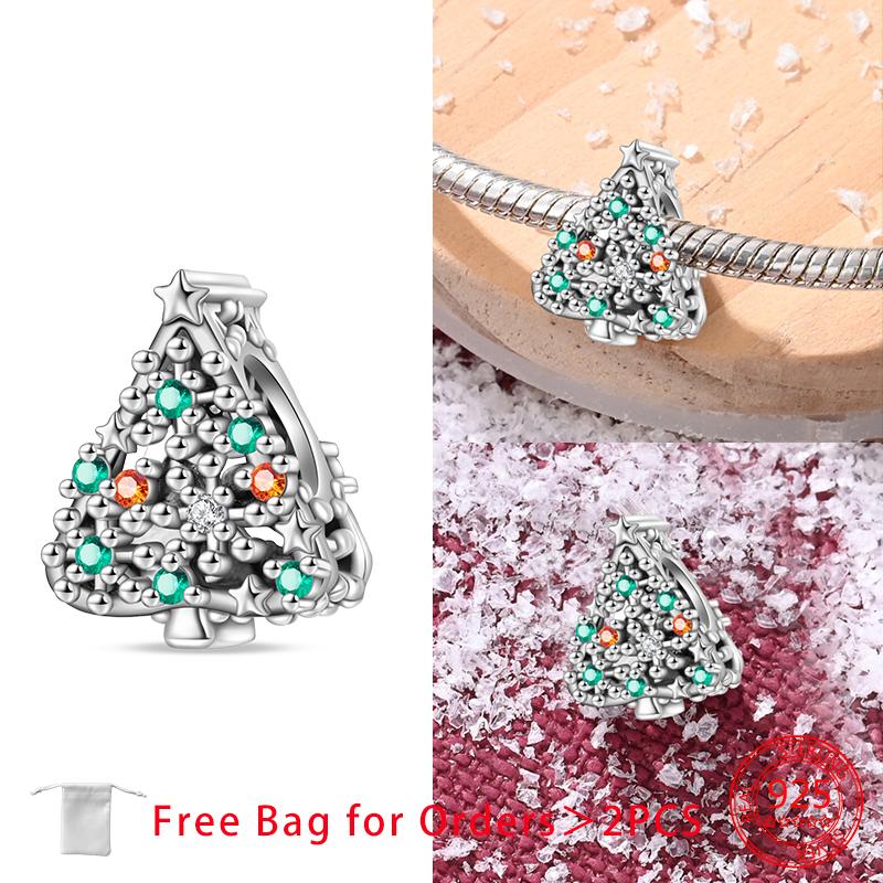 Santa Claus Christmas Tree Sleigh Gingerbread Man Beads Copper Charms Pendant Fit Women Diy Original Bracelet Jewelry Gift