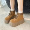 New small thick-soled heightening short boots women's autumn fashion muffin sleeve thin boots winter