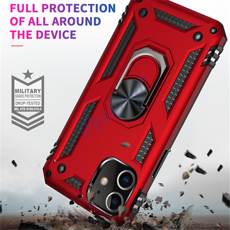Finger Ring Stand Phone Cover Case for Iphone 13 12 Mini Pro Max 11 Xr XS X 6S 6 7 8 Plus Anti-fingerprint Hard Strong Armor Bag