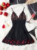 Transparent Lace Strappy Nightgown Red Lips Sleepdress And Pants Sets Sexy Adult Erotic Lingerie Cosplay Pajamas Womens Dresses