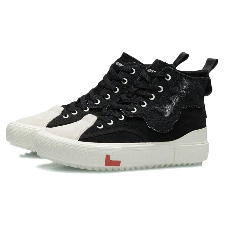 Li Ning CF Wear resistant And Lightweight High top Skateboard Shoes Men's Black White AGCR319-2