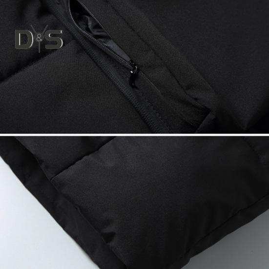 Men Down Waistcoat Stand Collar Sleeveless Oblique Zipper Closure Vest Coat with Front Pockets Solid Color Cotton Coat