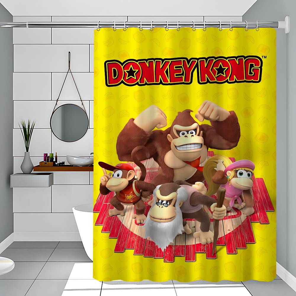 D-Donkey Kong Pattern Bathing Curtain Bathroom Shower Curtain Waterproof With 12 Hooks Home Deco