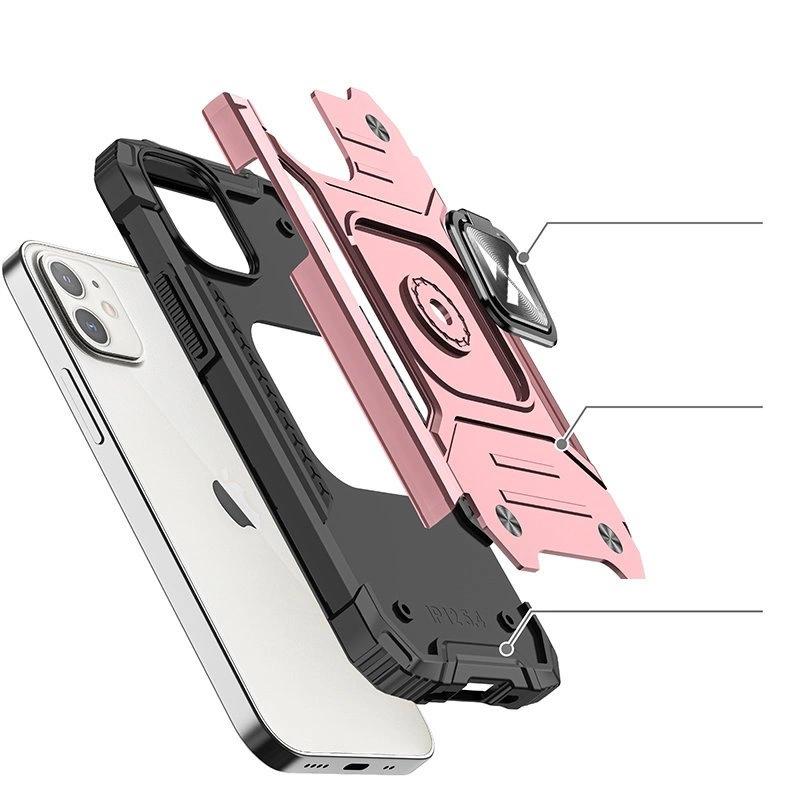 Wozinsky Ring Armor Pancerne Hybrydowe Etui Pokrowiec + Magnetyczny Uchwyt Iphone 12 Mini Różowy