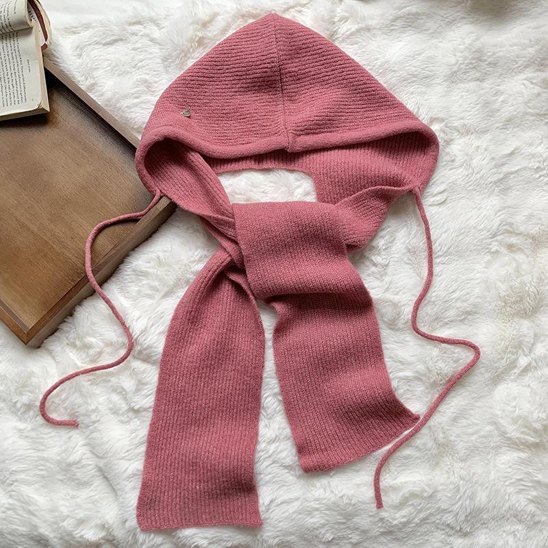 Hat Autumn and Winter Fashion Versatile Hat Scarf Integrated Warm Knitted Wool Hat Scarf