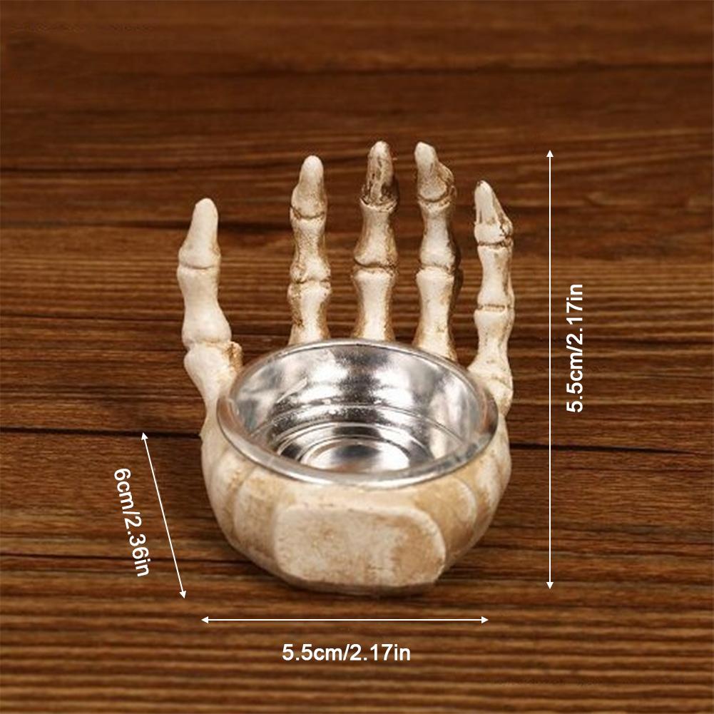4Pcs Gothic Spooky Skeleton Candlestick Holder Halloween Decoration for Haunted House Escape Room Horror Themed Party Props