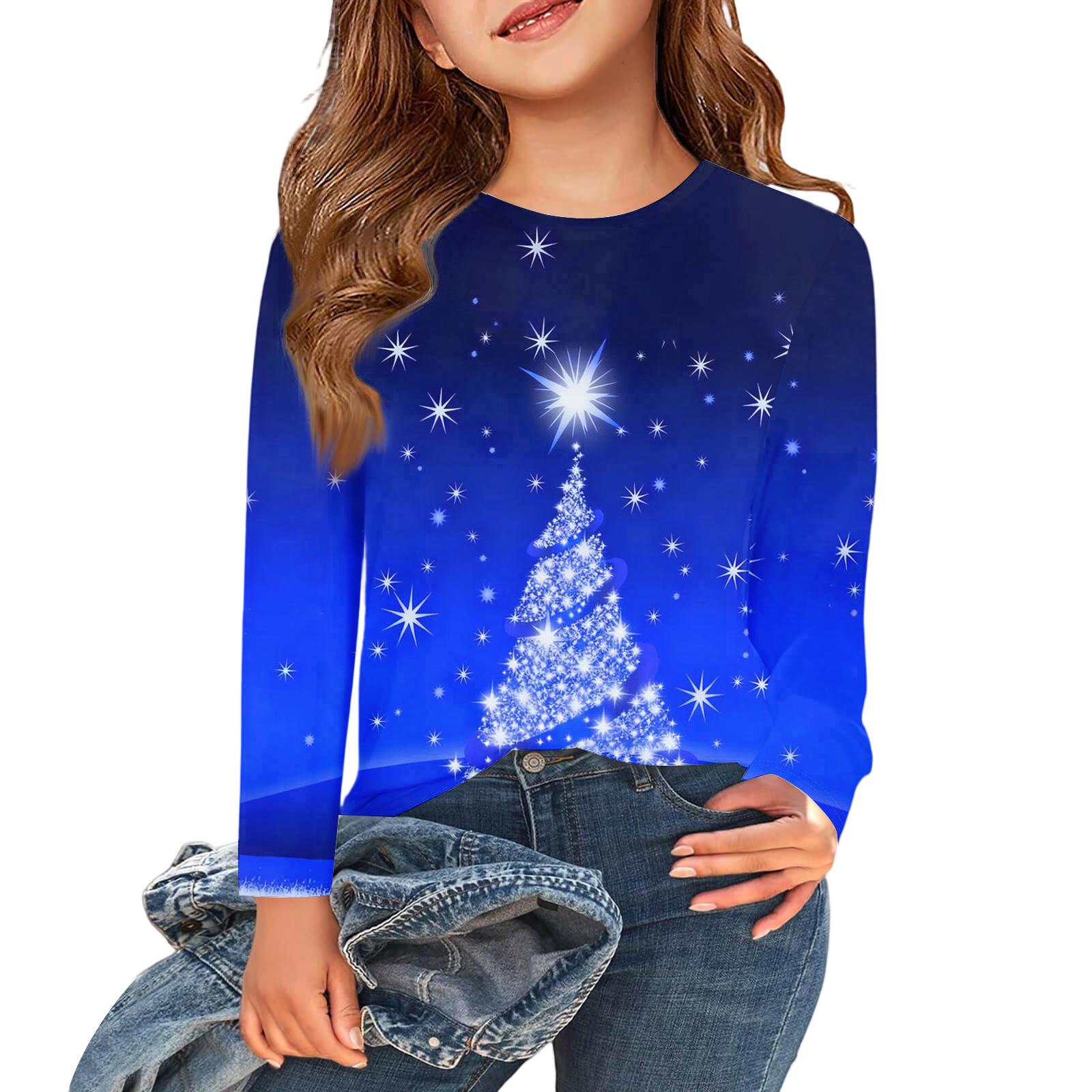 Детский повседневный топ с круглым вырезом и длинным рукавом 110