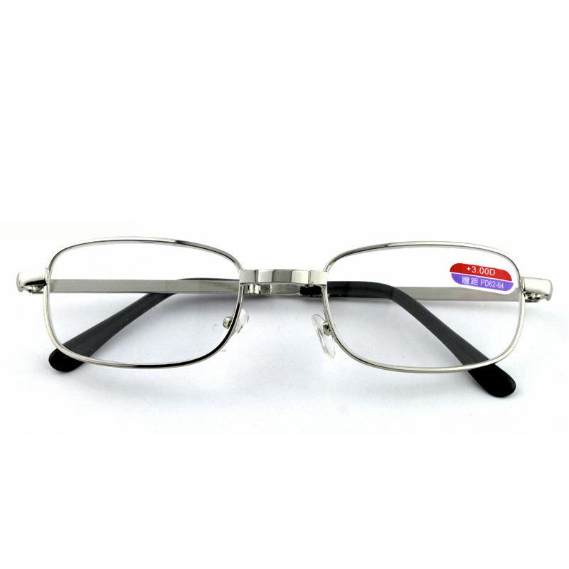 Folding Square Reading Glasses Men Women Portable Eyewear with Case Diopter +100 To +400