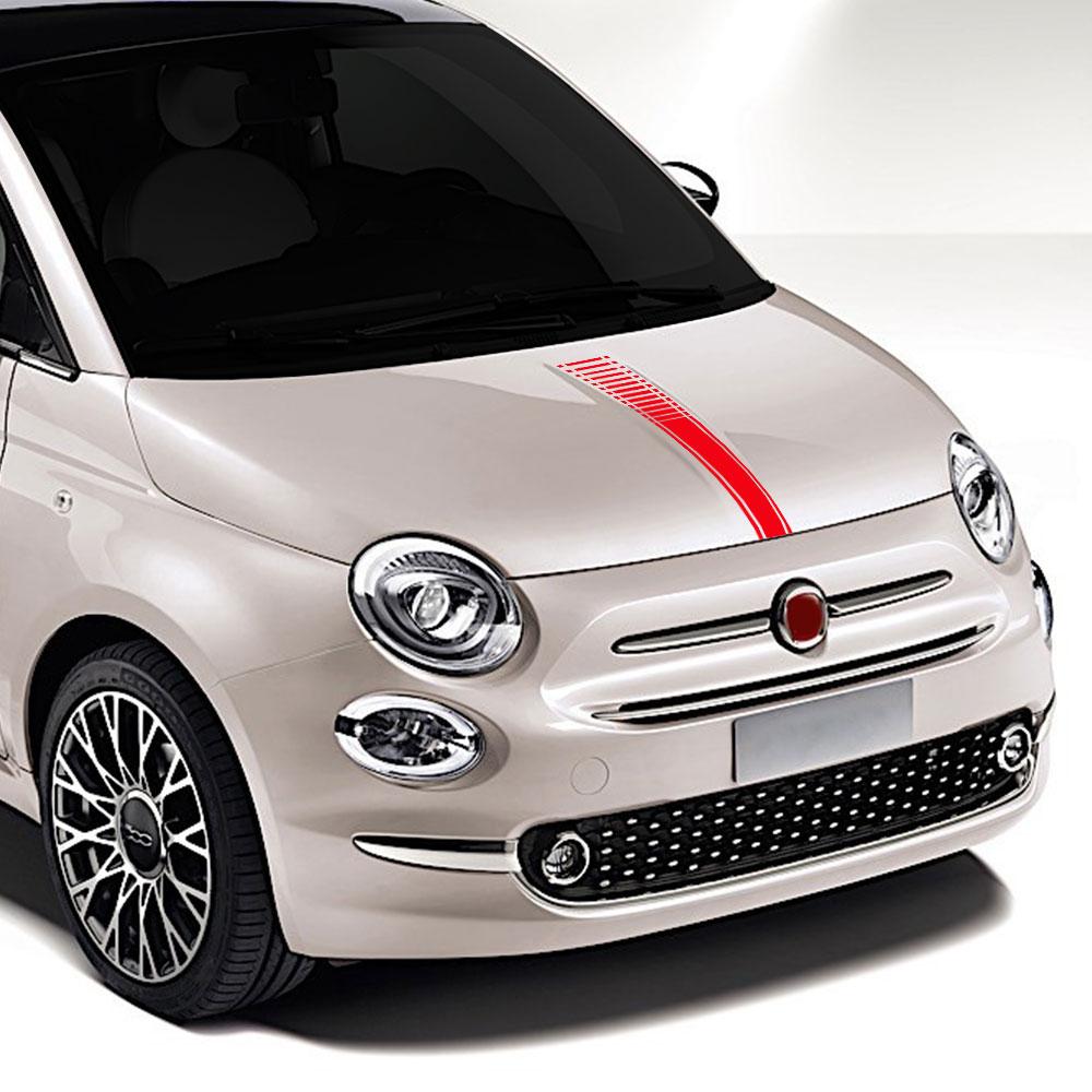 1Pcs Car Hood Bonnet Stickers For Fiat 500 Abarth Auto DIY Stripes Styling Decoration Tuning Accessories Vinyl Film Decals