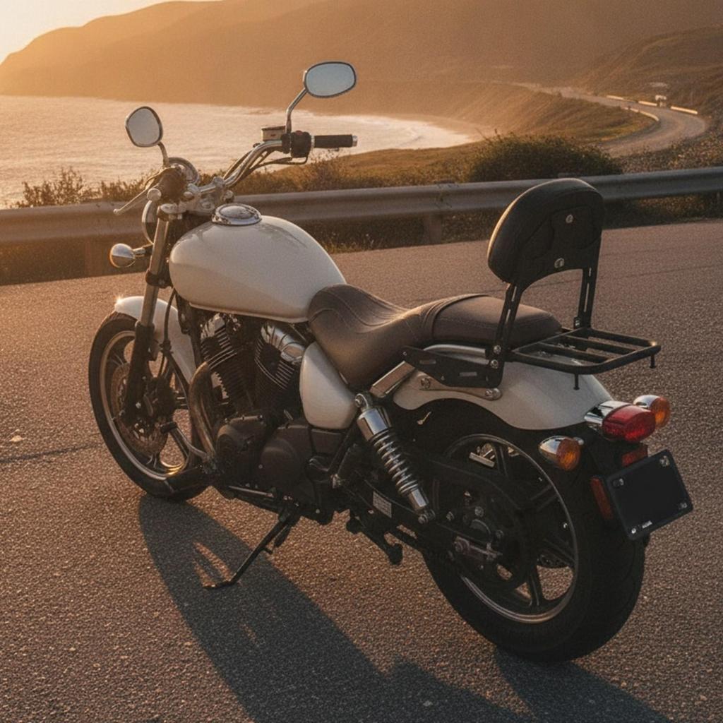 Motorcycle Rear Rack with Backrest | Sturdy Metal Frame, Slotted surface Surface, Cargo