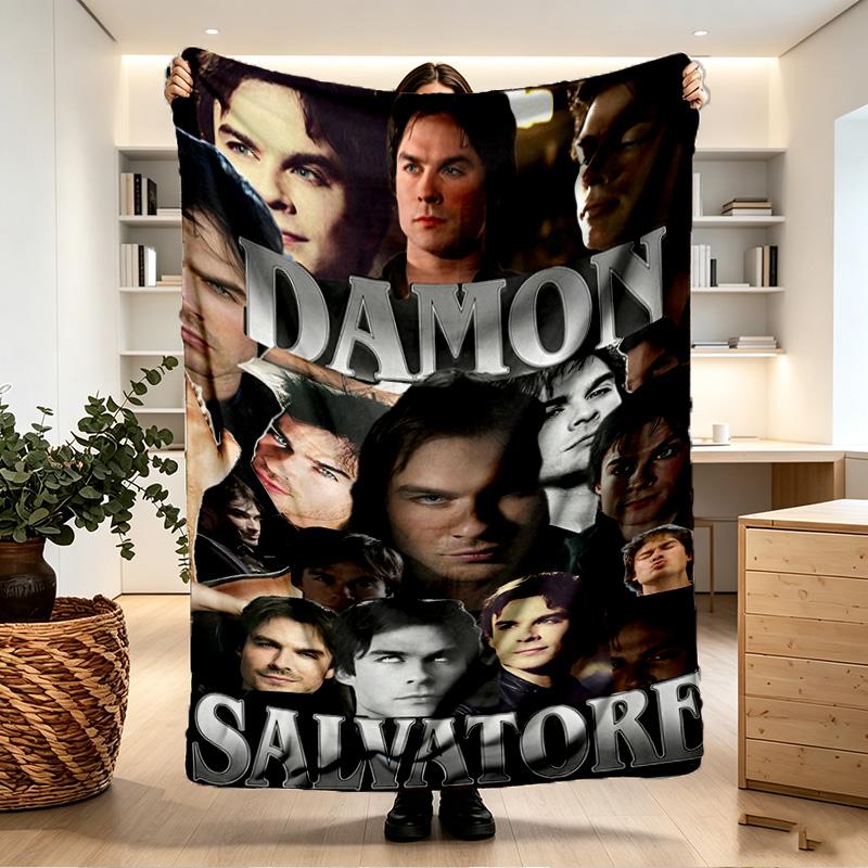 Damon Salvatore Print Blanket - Soft & Comfortable, for Bedroom, Travel, Sofa, Home Decoration - Birthday Christmas Gift for Friend