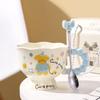 Deou Xingguang Cute Animal Print Ceramic Mugs with Spoons (Set of 2)