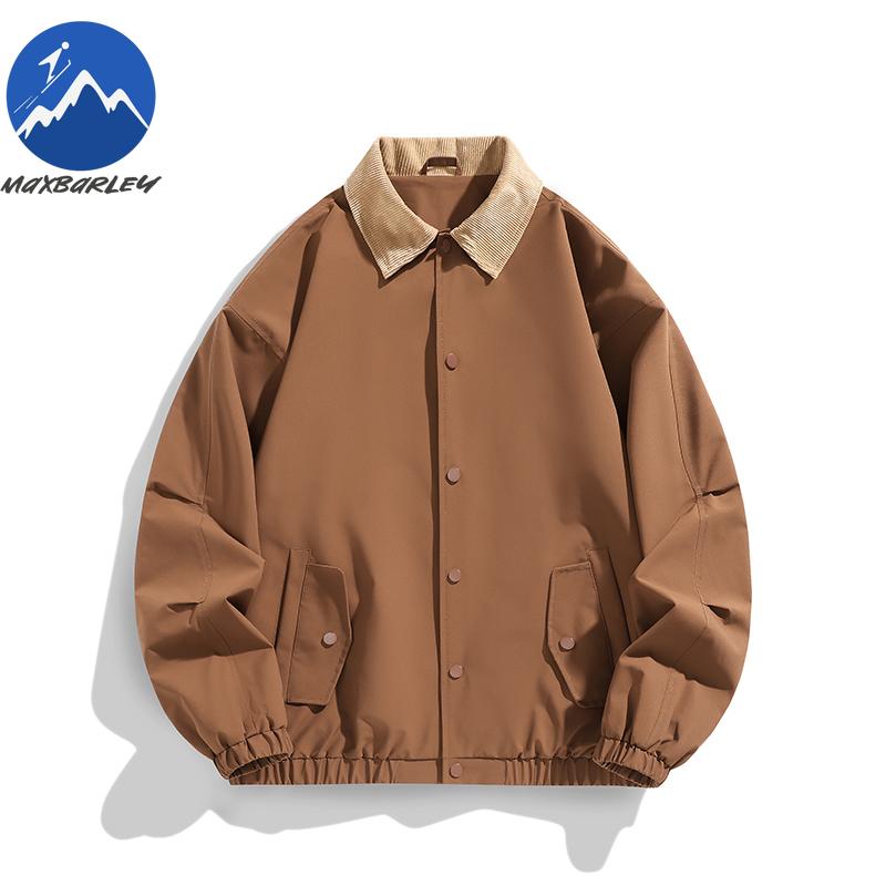 

2025 Autumn New Jacket Mens American Retro Windbreaker Corduroy Lapel Baseball Suit Coat Youth Harajuku Windproof Boxing Jacket AS(XL)-(EU)M