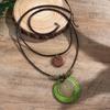 Retro Ethnic Wood Slice Necklace: Versatile Long Beaded Sweater Chain