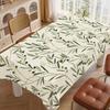 1pc Fashionable Green Plant Print Tablecloth, Durable Polyester, Decorated with Olive Branch and Leaf Pattern, In Light Green and Beige Tones, Present