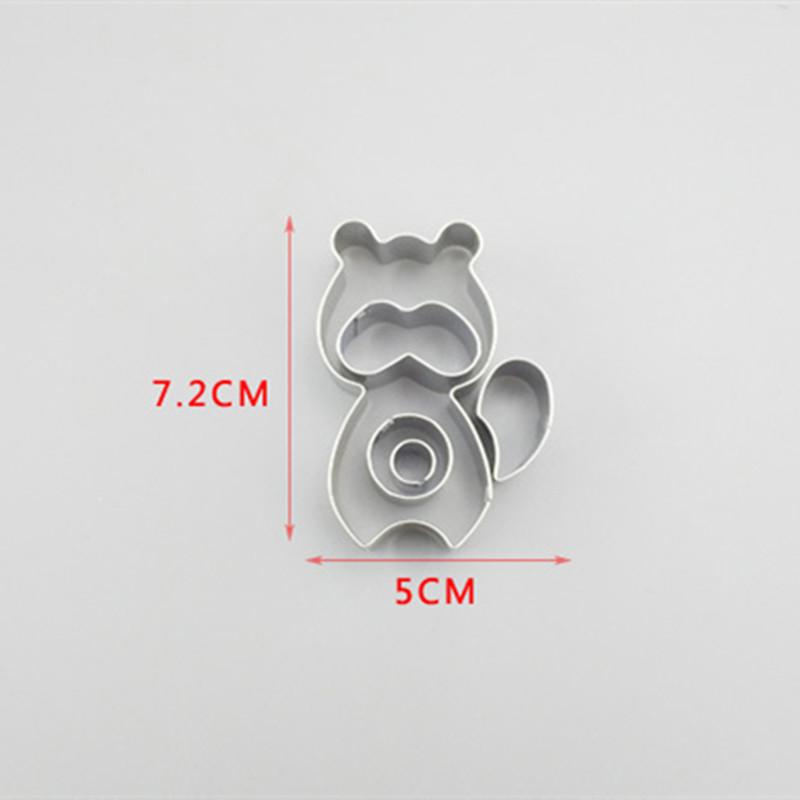 Cartoon animal 3D Combination Mold Squirrel Penguin Raccoon Cookie Mold Stainless Steel Fondant Baking Tool