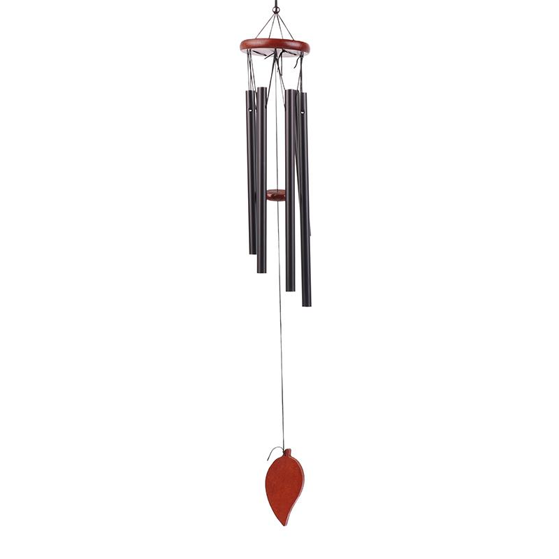 1Pc 6 Tubes Aluminum Pipe Wind Chimes With Hook And Wooden Leaf Hanging Tag Balcony Corridor Decoration Birthday Gift