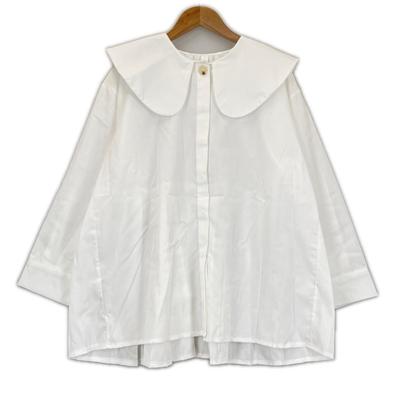 Gee  Sailor Collar Plain Blouse White Women F Used