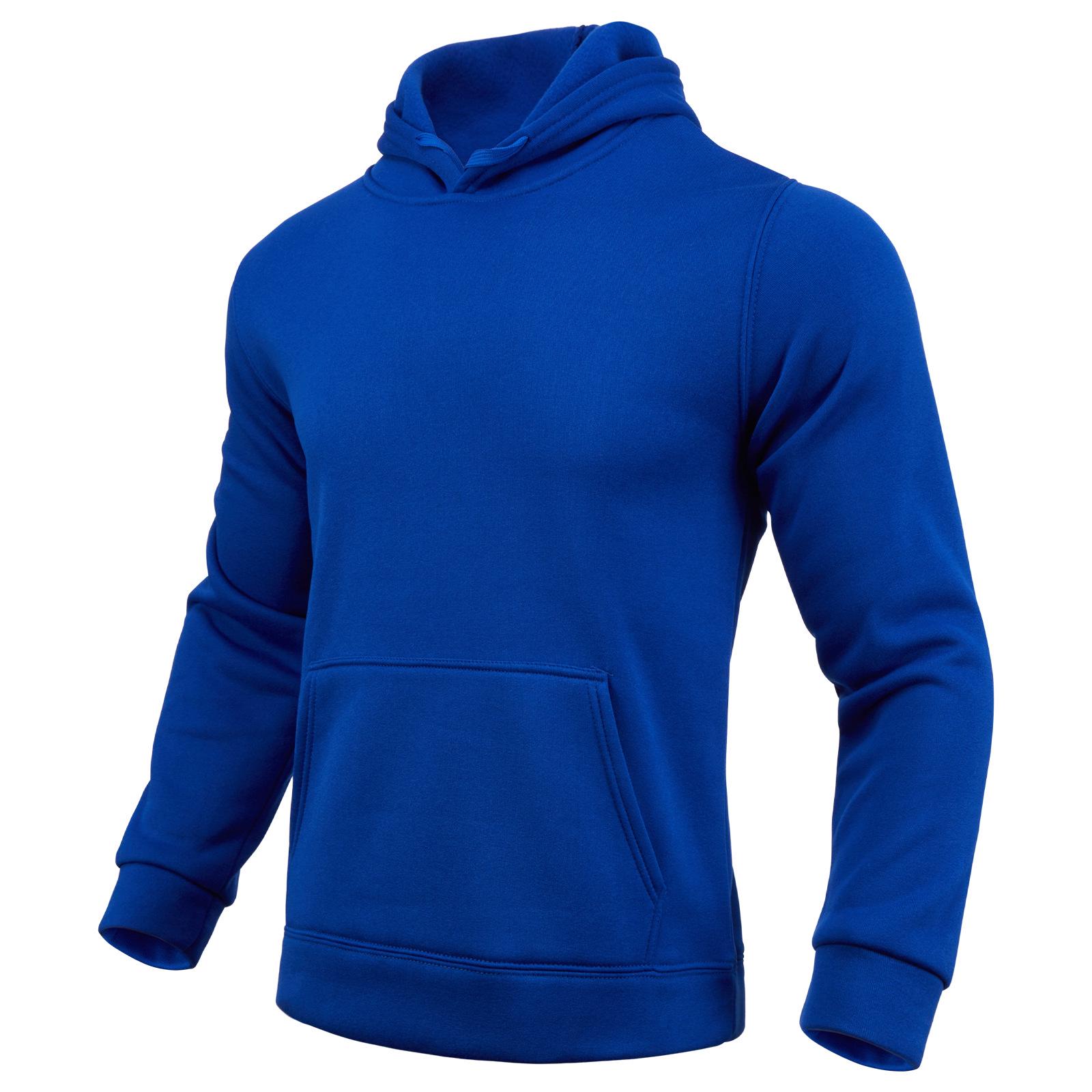 

Men s Fleece-Lined Color Block Hoodie for Autumn and Winter Medium синий
