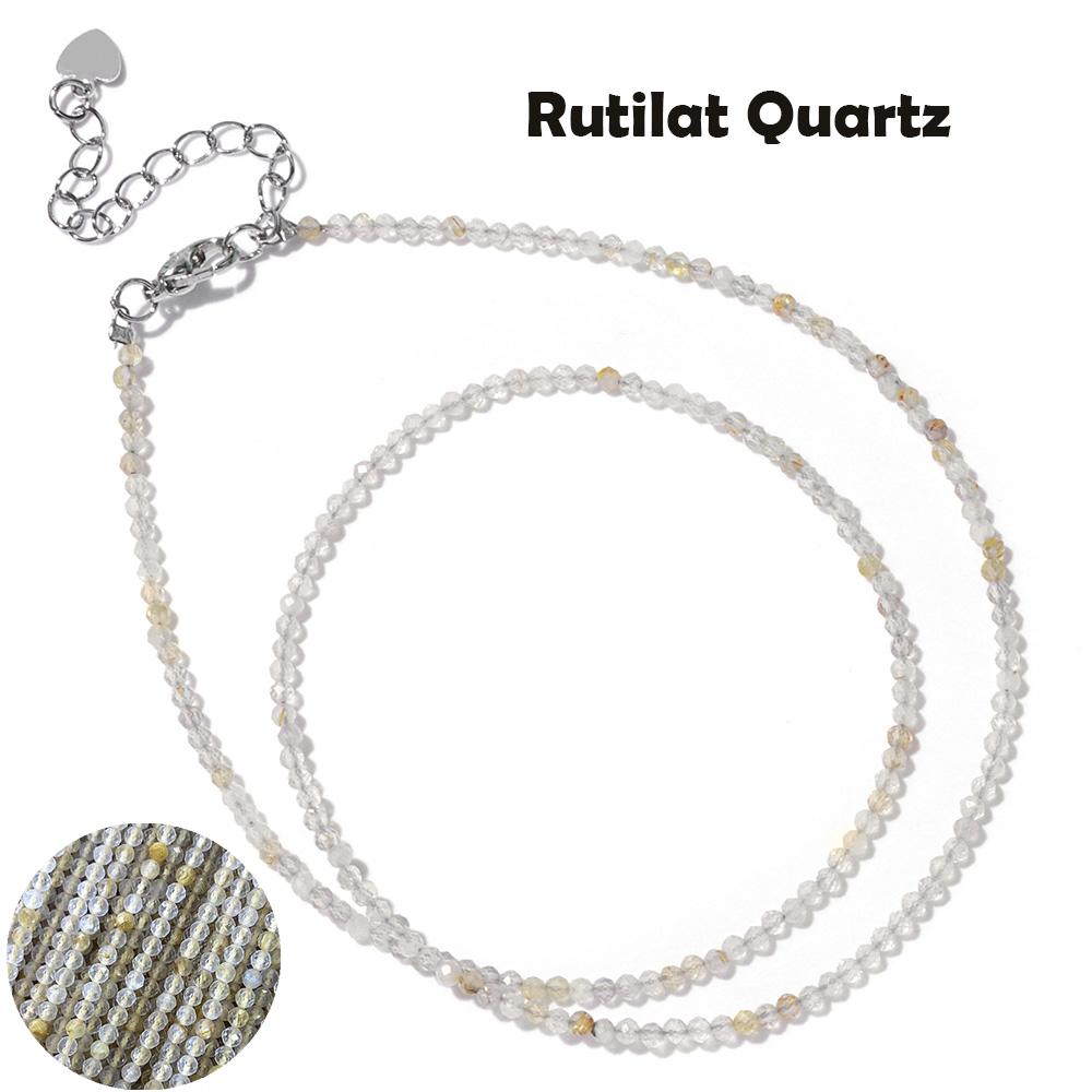 Natural Faceted Gemstones Necklace 2mm Beads Quartz Crystal Tourmaline Lapis Shining Stone Beaded Necklace Choker Jewelry