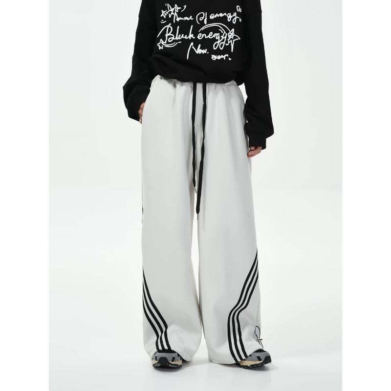 

Striped Contrasting Wide-leg Pants, Wardrobe Pants, Men and Women, Retro Elastic Drawstring Drooping Casual Couple Sports Pants XXXXL