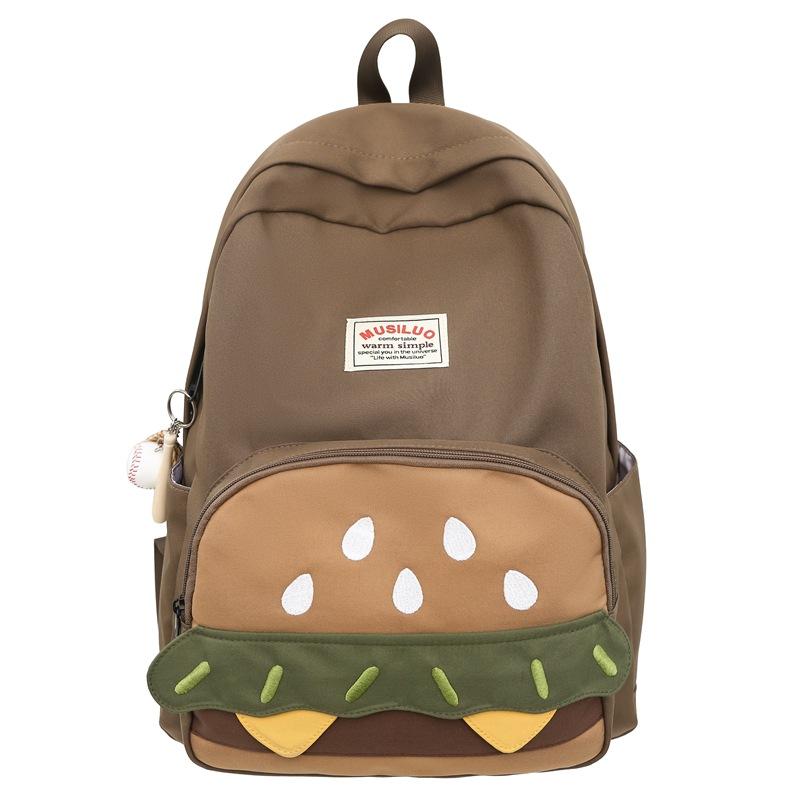 School Bag: New Middle School Girls' Burger Backpack, Niche Versatile Cute Backpack, College Student Backpack for Shopping, Outings, and Classes