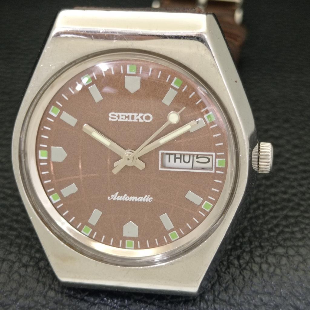 AUTOMATIC VINTAGE SEIKO 6309A JAPAN MENS BROWN COLOR DIAL WATCH a500840-5 R154-a500840