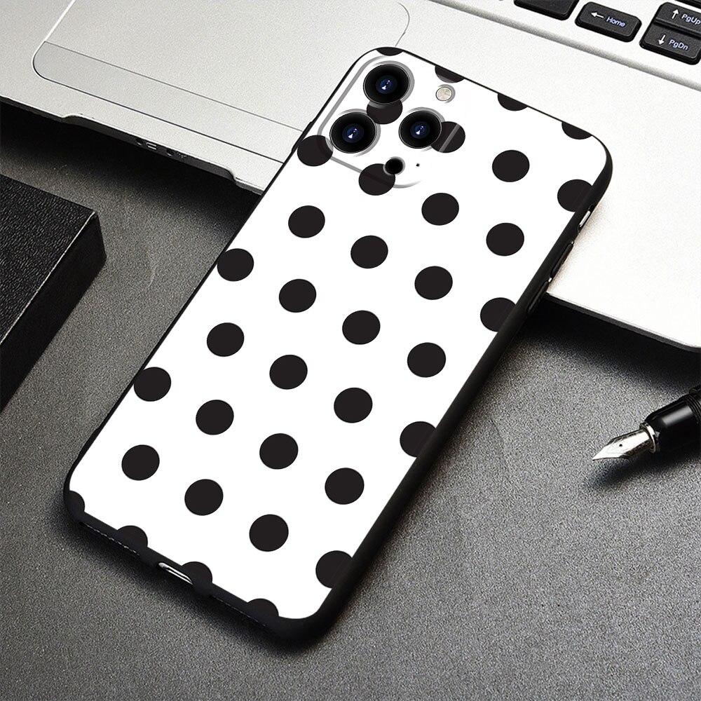 Pentru iPhone 7 12 14 8 Plus XR 13 Pro Max X 11 XS 5 6S 6 SE2022 5S SE2 Mini Smartphone Husă Telefon Buline Negre și Albe