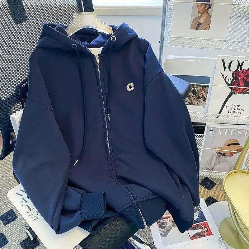 Sweatshirt for Women Hooded Fleece Thickened Loose Casual Long Sleeve Top Coat Sweatshirt