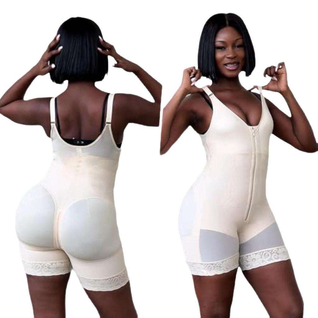 Plus Size Zip-Crotch Full Body Shapewear with Bust and Abdominal Slimming, Hip Lifting