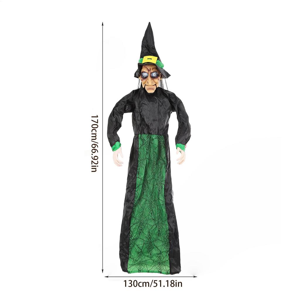 2025 Halloween Witches Ornament Halloween Party Light-Up Witch Hanging Ghost Pendant Creepy Haunted House Props зелёный