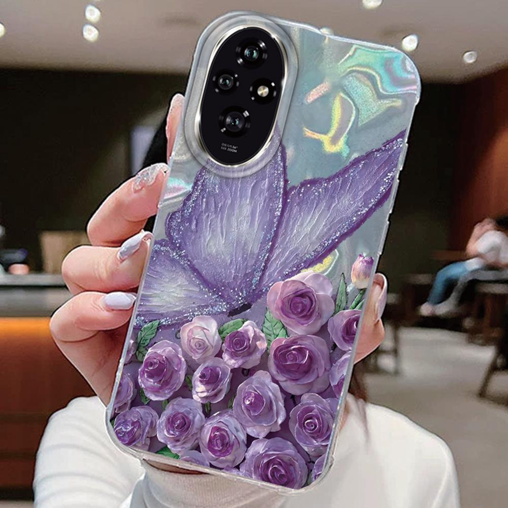 Purple Butterfly Colorful Gradient For Honor 400 200 Lite 200 Pro X9a X9c X8a X8b Magic 7 Lite Phone Case Cover Silicone Bumper