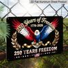 2D Flat, 1pc "250 Years of Freedom 1776-2026" Bald Eagle Aluminium Sign 12x8 Inch - Black Background Patriotic Eagle & US Flag Design, USA 250th