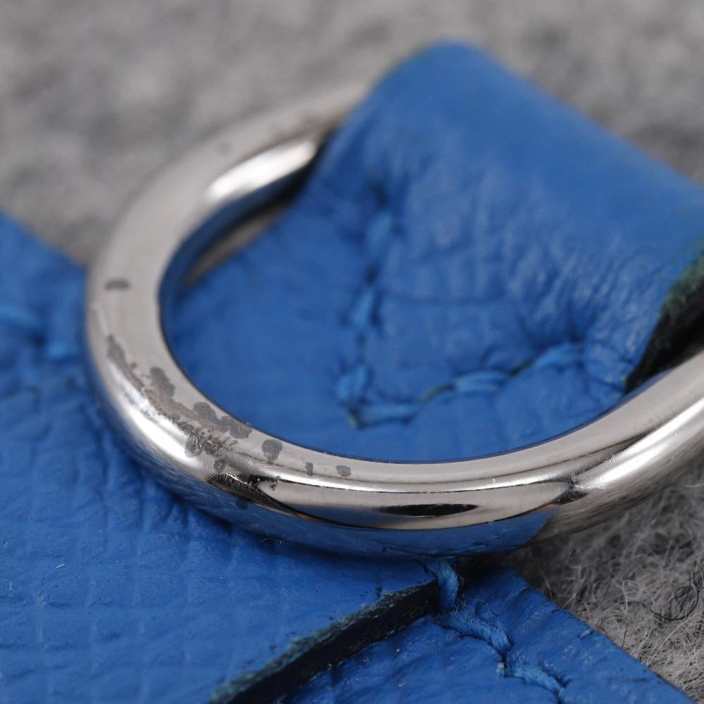 Hermes Too Doo 37 Clutch bag Blue Zanzibar Blue / grauer Filz/Epsom Unisex Gebraucht