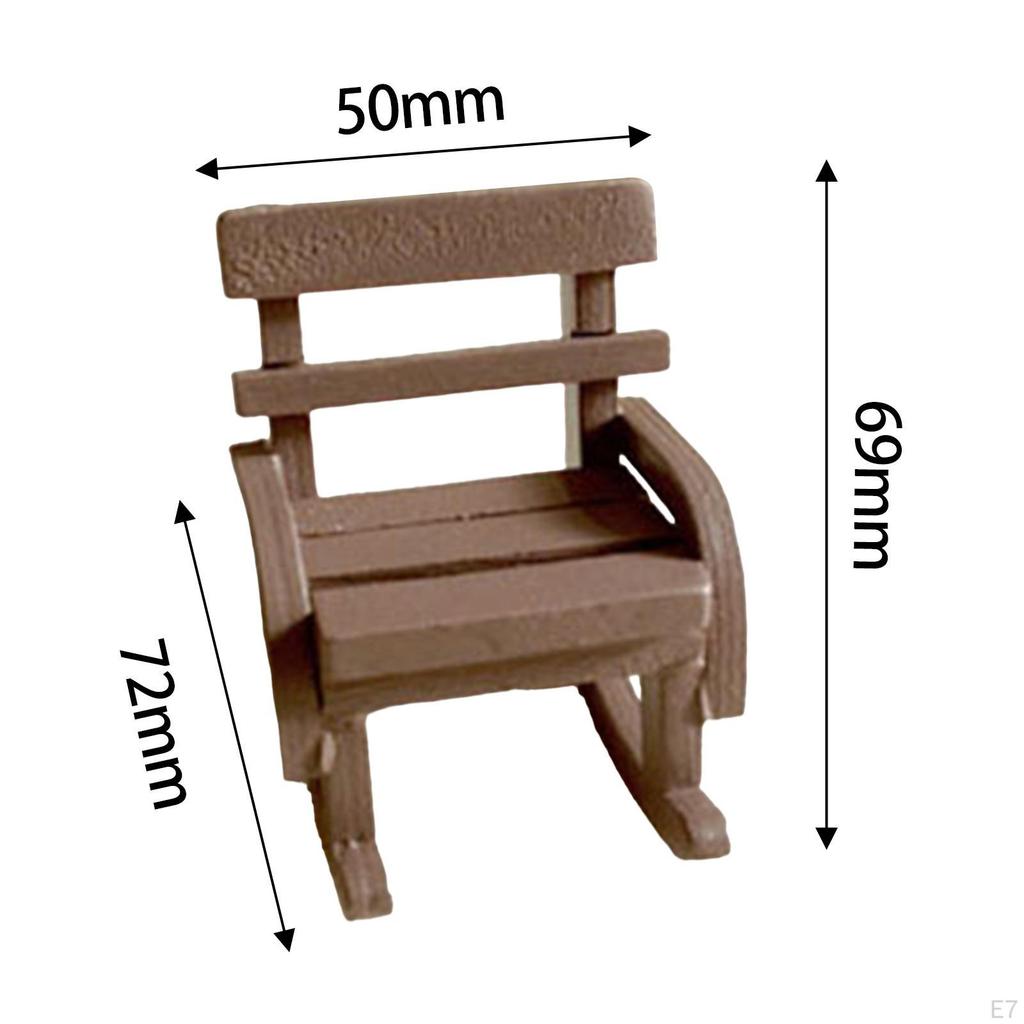 Dollhouse Furniture Mini Rocking Chair Handpainted Vintage Wooden Chairs for Micro