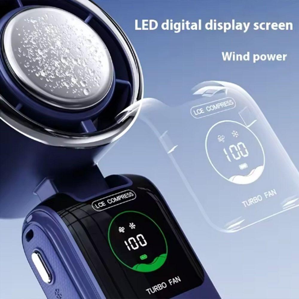 100 Speed Infinitely Mini Handheld Fan LED Display Powerful Turbo Fan  Cooling Fan