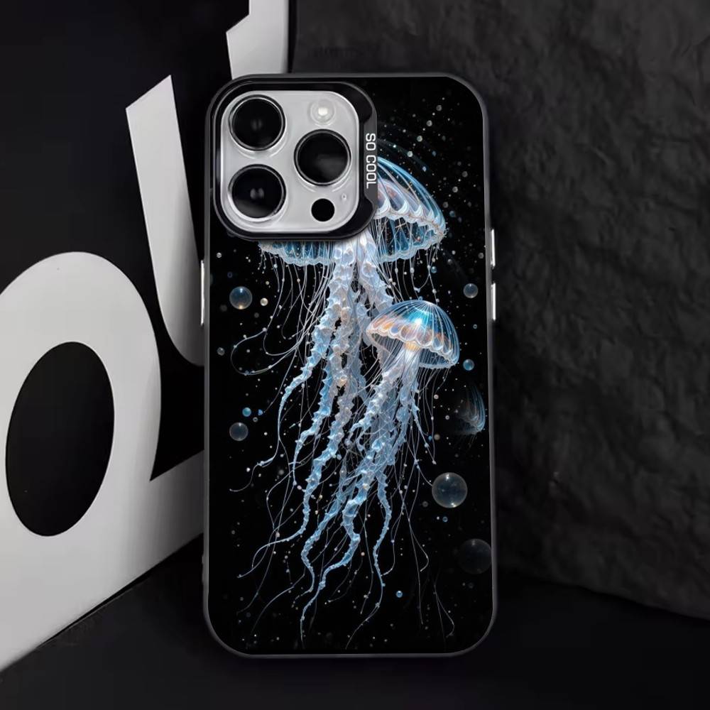 Jellyfish Oceanic Phone Case For iPhone 17,16,15,14,13,12,11 Plus,Pro Max,XS,Colorful Silver Phone Case Funda Cover