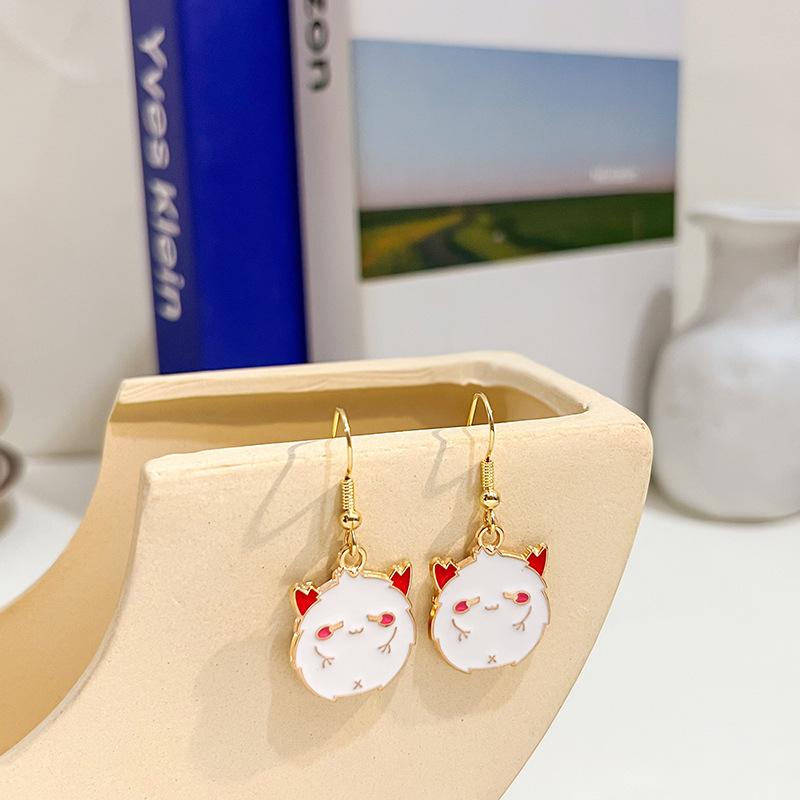 Fashion Cute Fox Koi Cat Rabbit Earrings for Women Girls Sweet Cartoon Enamel Painted Animal Earrings Jewelry Gift